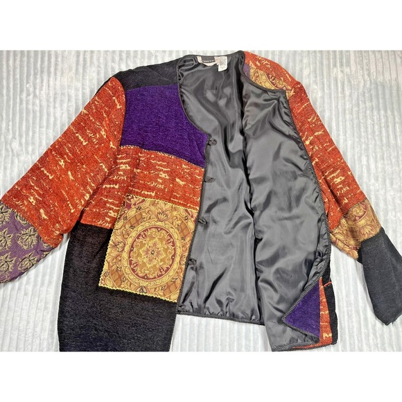 Maggie Barnes Multicolor Tapestry Patchwork Jacket Women's 3X Artsy Grandmacore - Picture 2 of 14